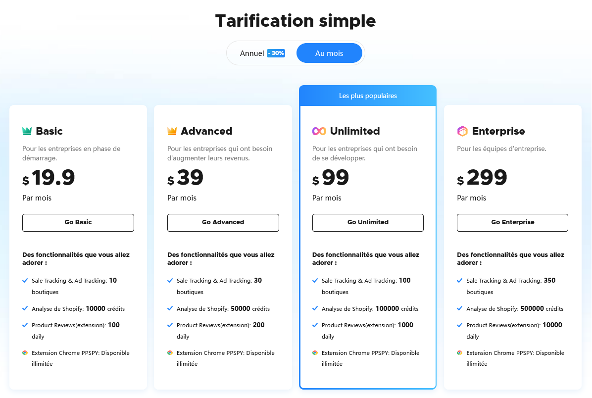 grille tarifaire et prix des abonnements ppspy