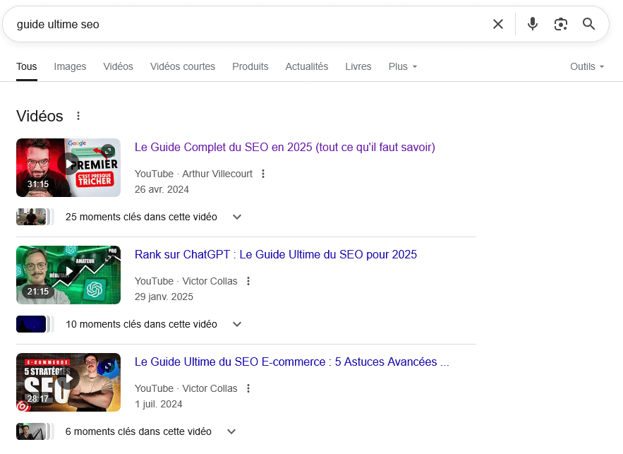 youtube-google screenshot d'une recherche google qui explique l'importance du référencement youtube