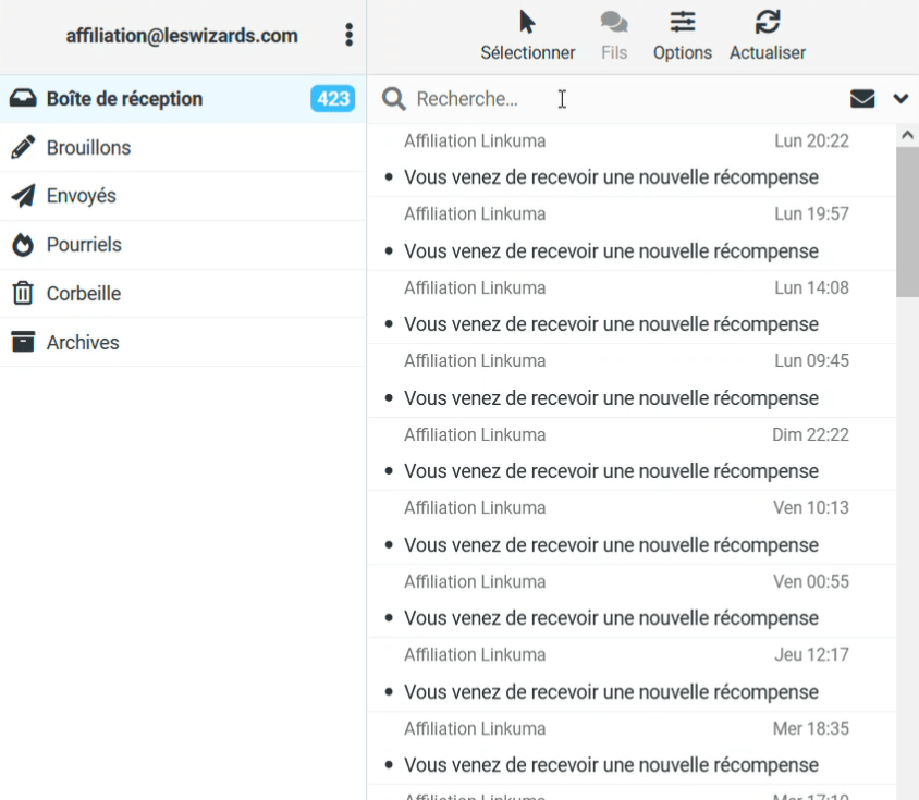 commissions-affiliation-wizards tableau de bord affilié montrant des commissions récurrentes