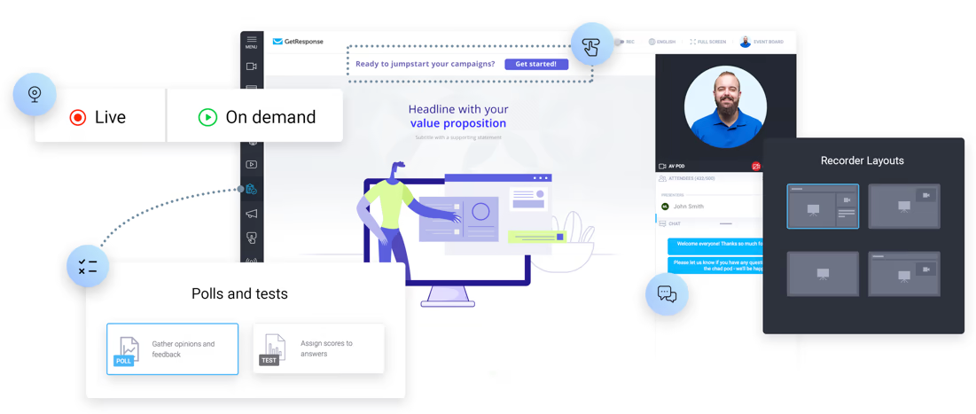 logiciel de webinaire intégré à getresponse