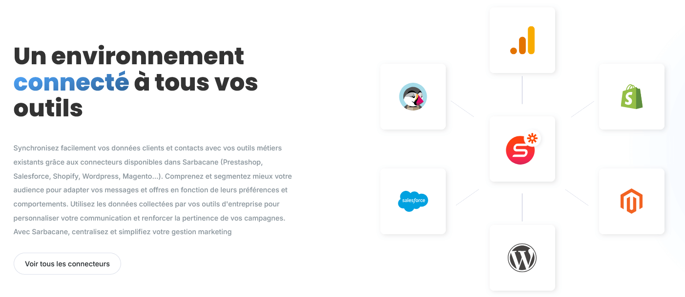 intégrations d'outils avec sarbacane