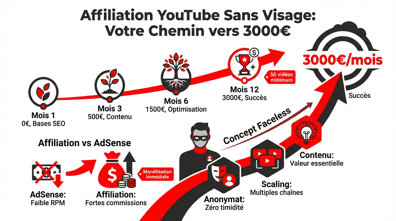 Stratégie d'affiliation YouTube sans visage pour gagner 3000 euros par mois