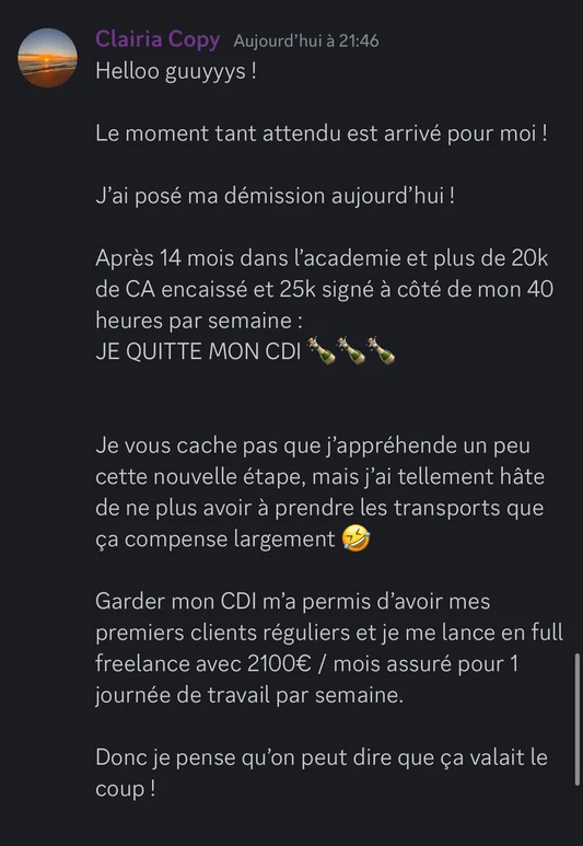 avis positif d'une élève de l'académie de théo rossi