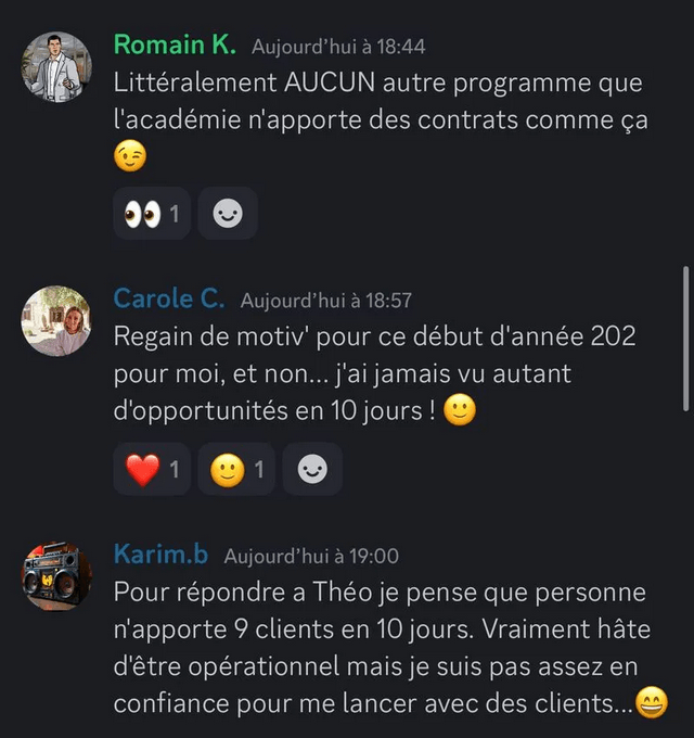 avis d'une client de l'académie de théo rossi