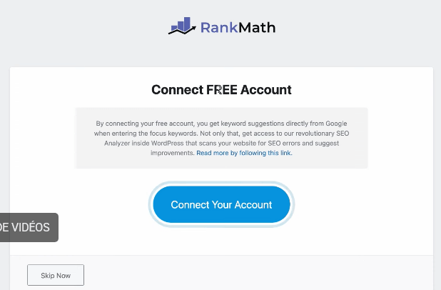 page de création de compte gratuit rank math