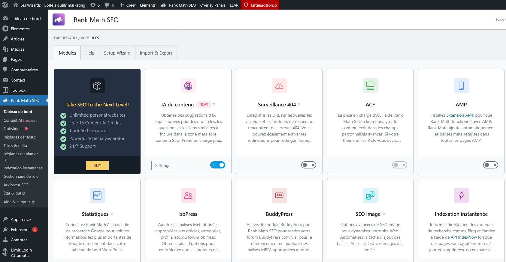 modules rank math sur wordpress