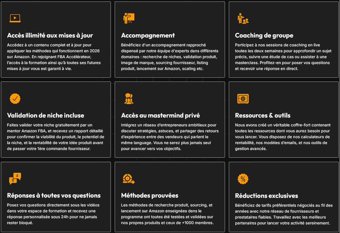 points forts de la formation FBA Accélérateur
