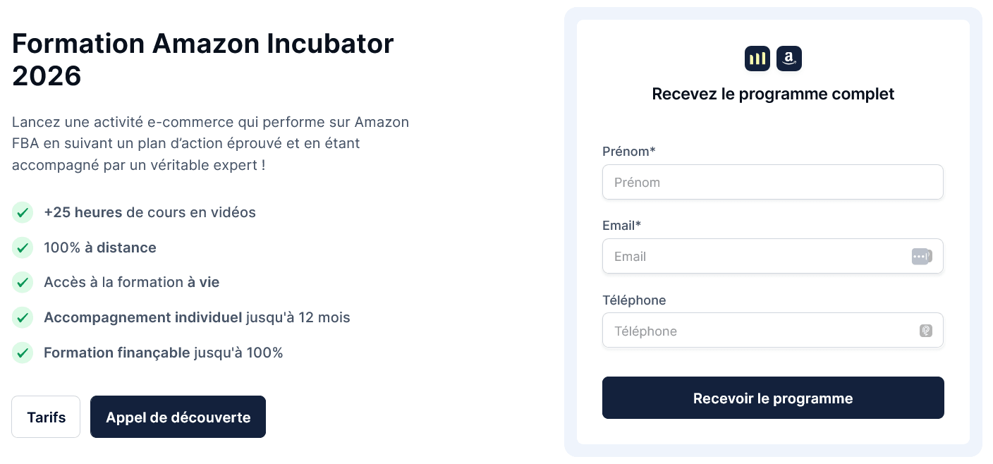 formation amazon incubator