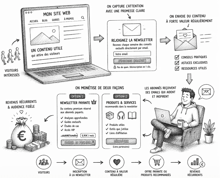 monétiser son site web avec une newsletter privée gratuite ou payante