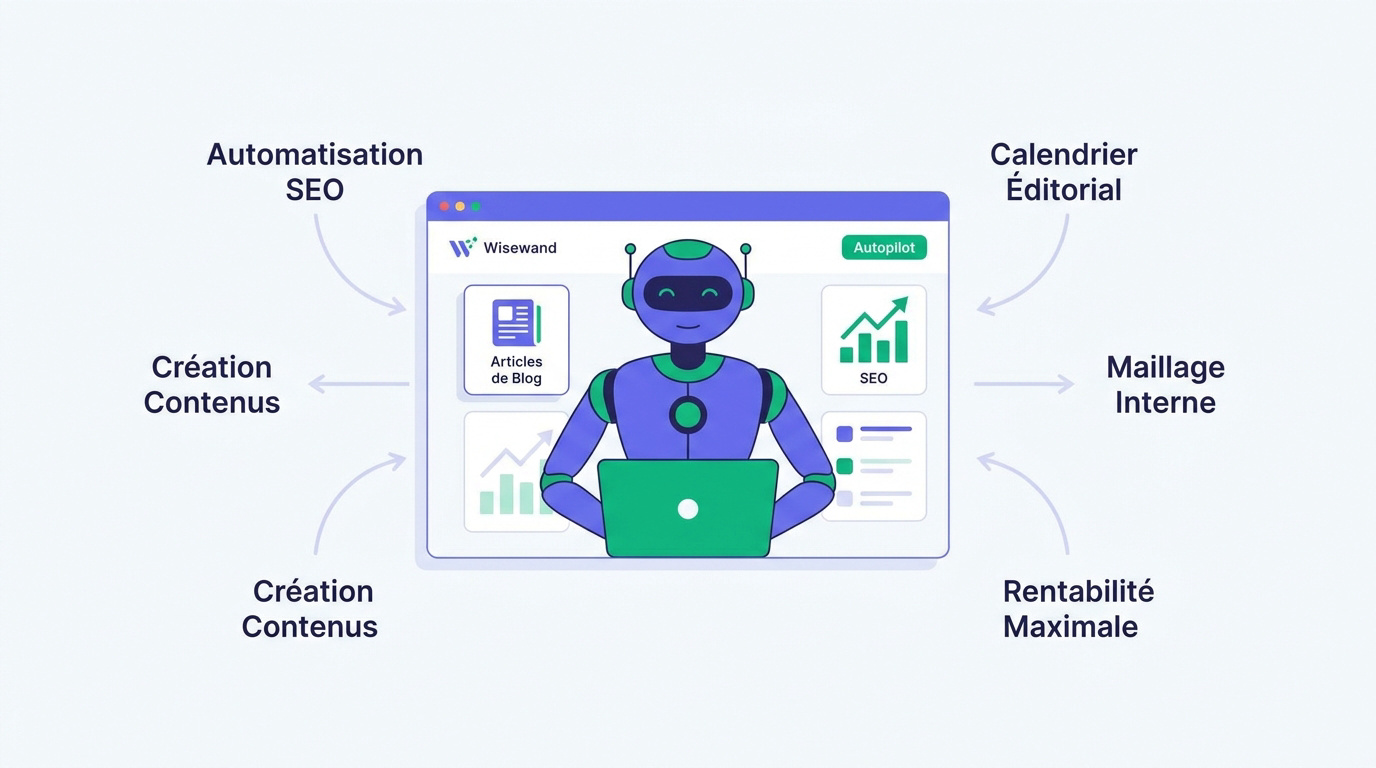 Interface intuitive du mode autopilot de Wisewand pour l'automatisation SEO